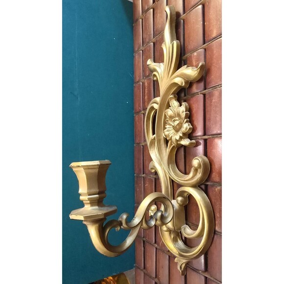 Vintage 1960s Ornate Wall Sconce Candle Holder Hollywood Regency Syroco Inc - Picture 3 of 5